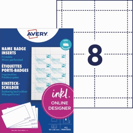 Avery Zweckform Einsteckschild 90 x 60 mm (B x H) 190g/m² Papier, 100 % recycelbar weiß 160 St./Pack.