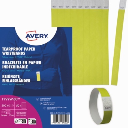 Avery Zweckform Eventband 25,6 x 1,9 cm (B x H) Tyvek® neongelb 500 St./Pack.