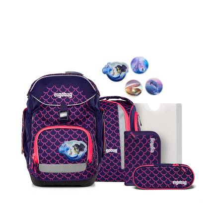 ergobag Schulranzen pack 28 x 40 x 25 cm (B x H x T) 20l Sicherheitsverschluss, Reißverschluss inkl. Sportrucksack, Federmäppchen, Schlamperrolle, Klettie-Set, Heftbox Gewicht: 1.100g 100 % Polyester pink/lila PerlentauchBär