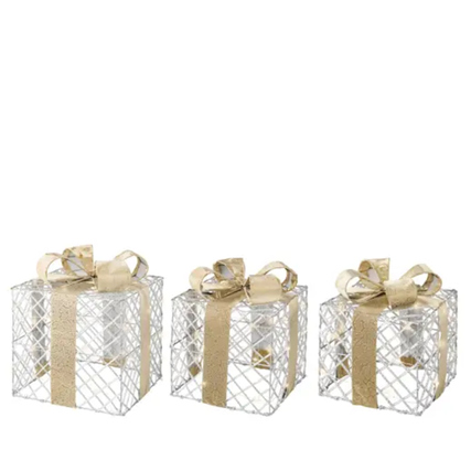 LUMINEO Lichtfigur Geschenkschachtel Innenbereich 15 x 15 x 20 cm, 20 x 20 x 25 cm, 25 x 25 x 30 cm (B x H x T) LED 15, 20, 30 LEDs Batterie