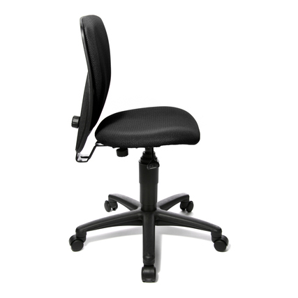 Kinderdrehstuhl mit ergonomischer Rückenlehne, höhenverstellbar und drehbarem Fußkreuz.