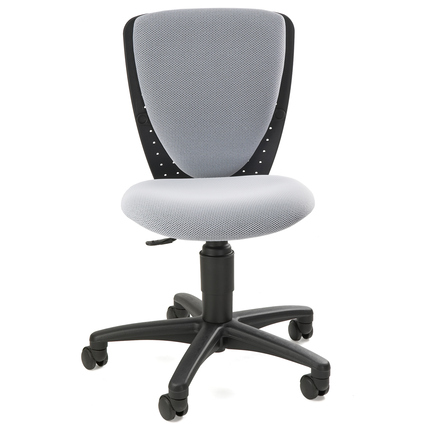 Kinderdrehstuhl mit ergonomischer Rückenlehne und gepolstertem Sitz, auf einem stabilen Fußkreuz.
