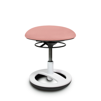 Zartrosa Kindersitzhocker mit ergonomischer Sitzfläche und stabiler Fußplatte, höhenverstellbar.