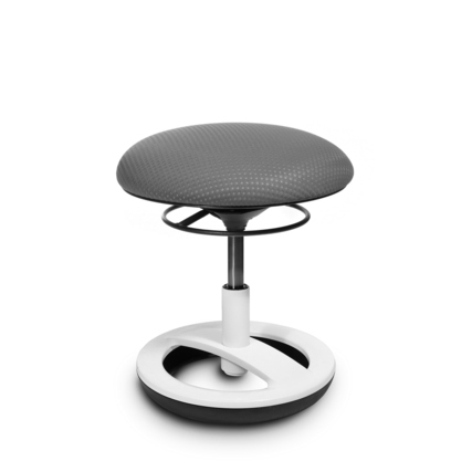 Dunkelgrauer ergonomischer Kindersitzhocker mit runder Sitzfläche und stabiler Fußplatte.