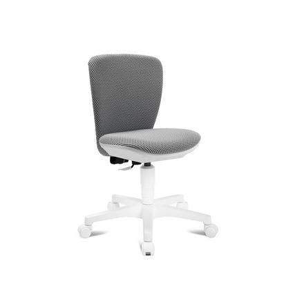 Grauer Kinder-Drehstuhl mit ergonomischer Sitzflächen- und Rückenlehnenverstellung.