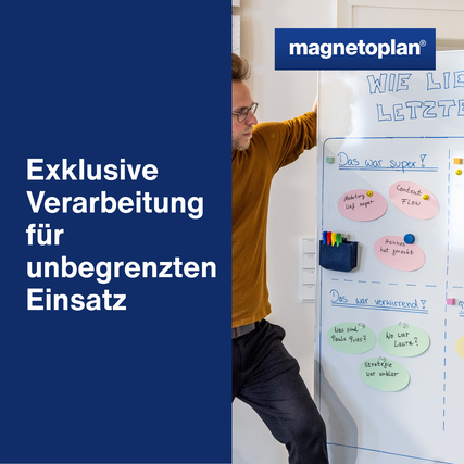 Magnet mit transparentem Design zur Befestigung an einer weißen Tafel.