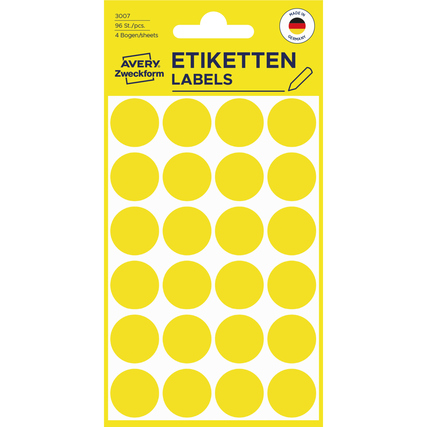 Avery Zweckform Markierungspunkt 18mm Papier gelb 96 Etik./Pack.