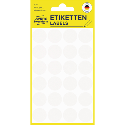 Avery Zweckform Markierungspunkt 18mm Papier weiß 96 Etik./Pack.