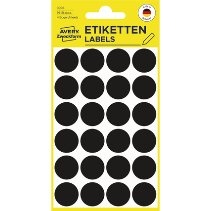 Avery Zweckform Markierungspunkt 18mm Papier schwarz 96 Etik./Pack.