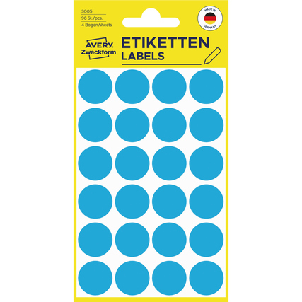 Avery Zweckform Markierungspunkt 18mm Papier blau 96 Etik./Pack.