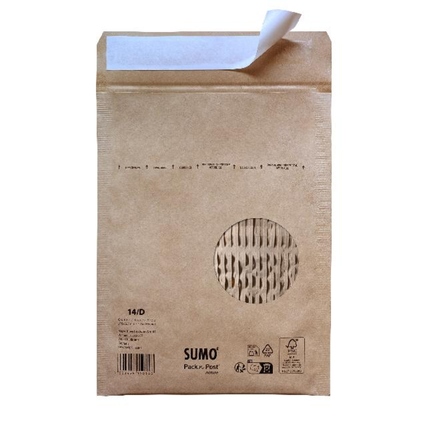 SUMO Papierpolstertasche Pack'n Post nature 14/D mit Haftklebung Papier, 100 % recycelt braun