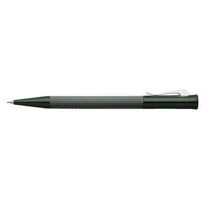 Drehbleistift in dunklem Grün mit einem schlanken, eleganten Design und silbernem Clip.