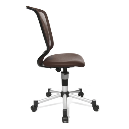 Drehstuhl für Kinder mit ergonomischer Rückenlehne und stufenloser Höhenverstellung, dunkelbraun.