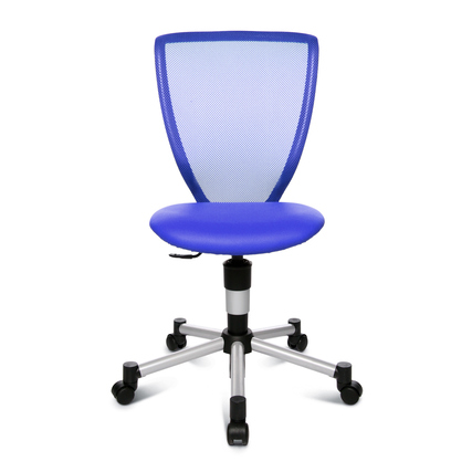 Blauer Kinderdrehstuhl mit ergonomischer Netzrückenlehne und gepolstertem Sitz.