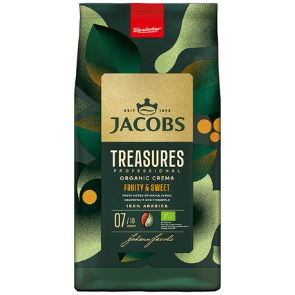 JACOBS Kaffee Treasures Crema Eco BIO fruchtig ganze Bohne 1.000 g/Pack.