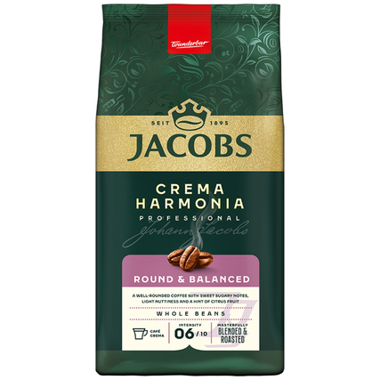 JACOBS Kaffee Crema Harmonia nussig, fruchtig ganze Bohne 1.000 g/Pack.