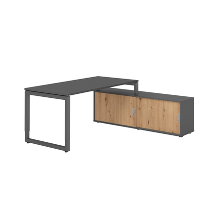 Hammerbacher Schreibtischkombination RSE16 Maße: Schreibtisch: 1.600 x 720-810 x 800 mm, Sideboard: 1.600 x 520 x 400 mm (B x H x T) Spanplatte, melaminharzbeschichtet graphit