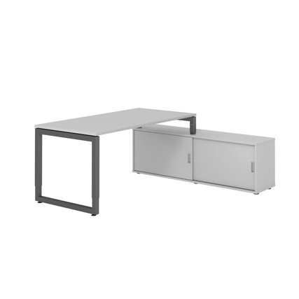 Hammerbacher Schreibtischkombination RSE16 Maße: Schreibtisch: 1.600 x 720-810 x 800 mm, Sideboard: 1.600 x 520 x 400 mm (B x H x T) Spanplatte, melaminharzbeschichtet grau