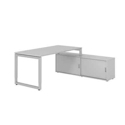 Hammerbacher Schreibtischkombination RSE16 Maße: Schreibtisch: 1.600 x 720-810 x 800 mm, Sideboard: 1.600 x 520 x 400 mm (B x H x T) Spanplatte, melaminharzbeschichtet grau