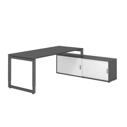 Hammerbacher Schreibtischkombination RSE19 Maße: Schreibtisch: 1.800 x 720-810 x 800 mm, Sideboard: 1.600 x 520 x 400 mm (B x H x T) Spanplatte, melaminharzbeschichtet graphit