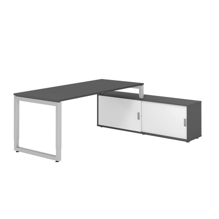 Hammerbacher Schreibtischkombination RSE19 Maße: Schreibtisch: 1.800 x 720-810 x 800 mm, Sideboard: 1.600 x 520 x 400 mm (B x H x T) Spanplatte, melaminharzbeschichtet graphit