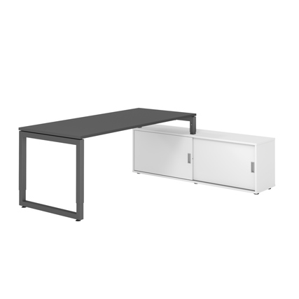 Hammerbacher Schreibtischkombination RSE19 Maße: Schreibtisch: 1.800 x 720-810 x 800 mm, Sideboard: 1.600 x 520 x 400 mm (B x H x T) Spanplatte, melaminharzbeschichtet graphit