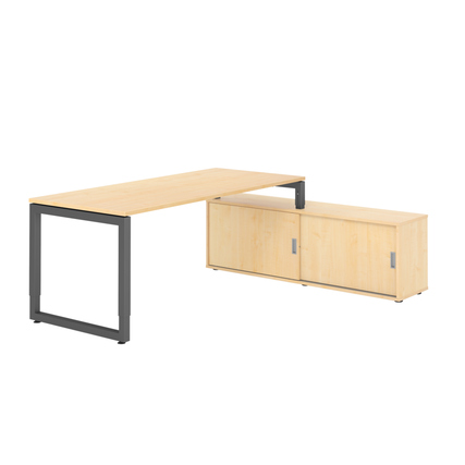 Hammerbacher Schreibtischkombination RSE19 Maße: Schreibtisch: 1.800 x 720-810 x 800 mm, Sideboard: 1.600 x 520 x 400 mm (B x H x T) Spanplatte, melaminharzbeschichtet ahorn