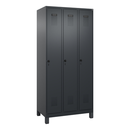 C+P Kleiderspind Evolo PLUS 900 x 1.950 x 500 mm (B x H x T) 3 Abteile Stahl Farbe der Front: schwarzgrau Farbe des Korpus: schwarzgrau