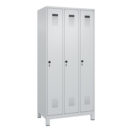 C+P Kleiderspind Evolo PLUS 900 x 1.950 x 500 mm (B x H x T) 3 Abteile Stahl Farbe der Front: lichtgrau Farbe des Korpus: lichtgrau