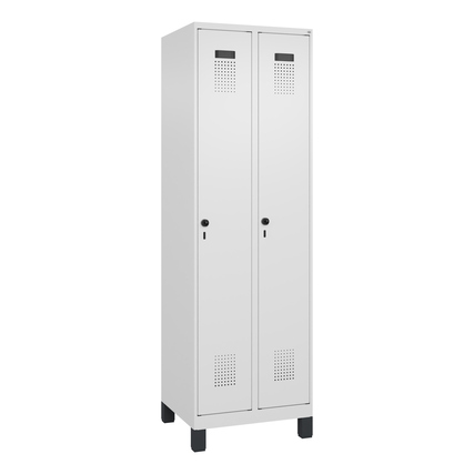 C+P Kleiderspind Evolo PLUS 600 x 1.950 x 500 mm (B x H x T) 2 Abteile Stahl Farbe der Front: verkehrsweiß Farbe des Korpus: verkehrsweiß