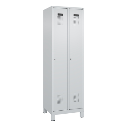 C+P Kleiderspind Evolo PLUS 600 x 1.950 x 500 mm (B x H x T) 2 Abteile Stahl Farbe der Front: lichtgrau Farbe des Korpus: lichtgrau