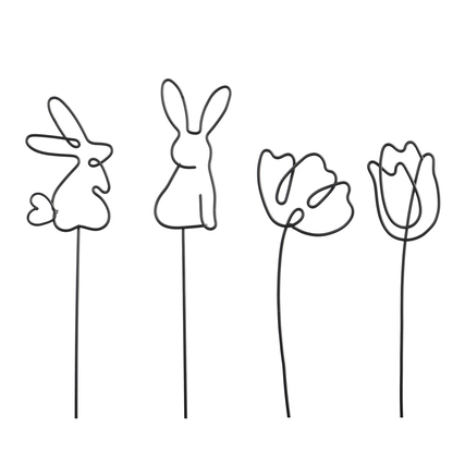 DECORIS Dekorationsfigur Ostern 9 x 29 cm (B x H) Eisen schwarz 4er Set