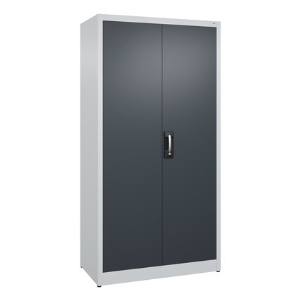 C+P Flügeltürenschrank Acurado 1.000 x 1.950 x 500 mm (B x H x T) 4 Fachböden Stahl Farbe der Front: anthrazitgrau Farbe des Korpus: lichtgrau