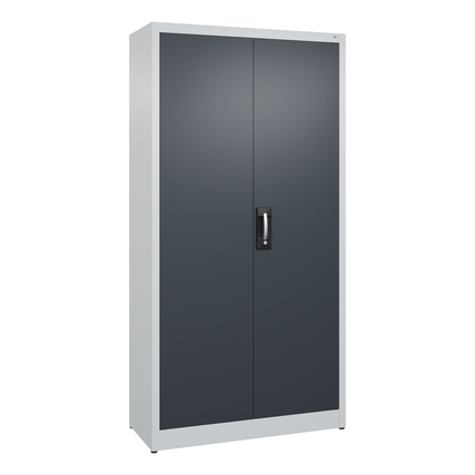 C+P Flügeltürenschrank Acurado 1.000 x 1.950 x 400 mm (B x H x T) 4 Fachböden Stahl Farbe der Front: anthrazitgrau Farbe des Korpus: lichtgrau