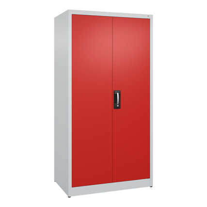 C+P Flügeltürenschrank Acurado 1.000 x 1.950 x 600 mm (B x H x T) 4 Fachböden Stahl Farbe der Front: verkehrtsrot Farbe des Korpus: lichtgrau