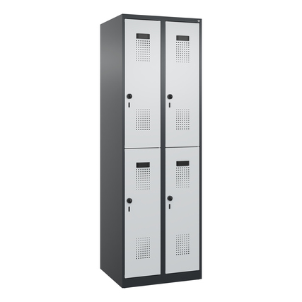 C+P Kleiderspind Evolo PLUS 600 x 1.850 x 500 mm (B x H x T) 2 Abteile Stahl Farbe der Front: lichtgrau Farbe des Korpus: schwarzgrau