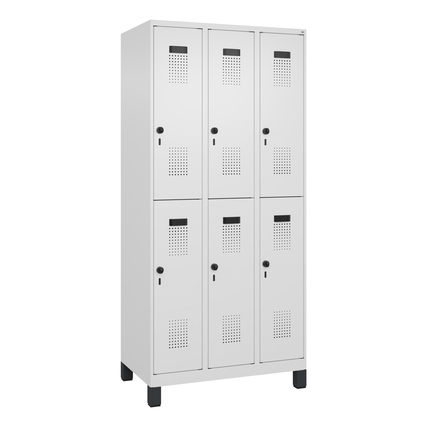 C+P Kleiderspind Evolo PLUS 900 x 1.950 x 500 mm (B x H x T) 3 Abteile Stahl Farbe der Front: verkehrsweiß Farbe des Korpus: verkehrsweiß