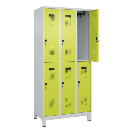 C+P Kleiderspind Evolo PLUS mit Standfuß 900 x 1.950 x 500 mm (B x H x T) lichtgrau clowngrün Produktbild pa_produktabbildung_2 XL