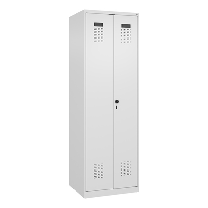 C+P Kleiderspind Evolo PLUS 600 x 1.850 x 500 mm (B x H x T) 2 Abteile Stahl Farbe der Front: verkehrsweiß Farbe des Korpus: verkehrsweiß