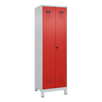 C+P Putzmittelschrank Evolo PLUS 600 x 1.950 x 500 mm (B x H x T) Stahl Farbe der Front: verkehrsrot Farbe des Korpus: lichtgrau