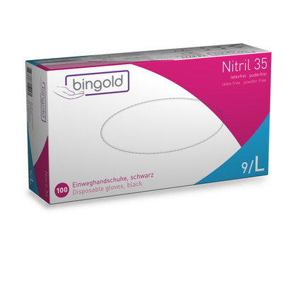 BINGOLD Einweghandschuhe Nitril 35BLACK L Nitril schwarz 100 St./Pack.