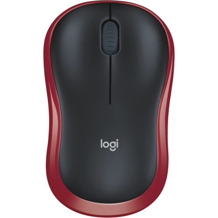 Logitech Optische PC Maus M185 Links- und Rechtshänder nicht ergonomisch USB-A bis 10m Batterie inkl. Nano-Empfänger schwarz/rot