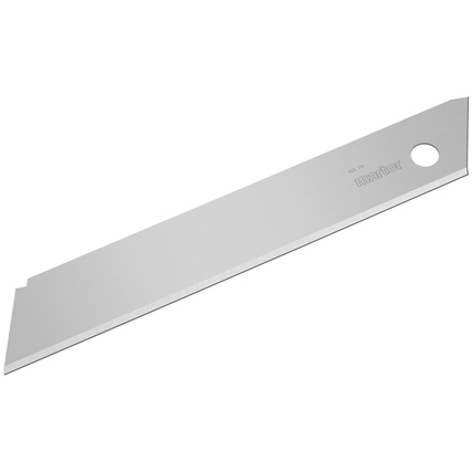 Ersatzklinge aus Stahl für Sicherheitsmesser mit nutzbarer Schneide und 2-seitigem Standardschliff.