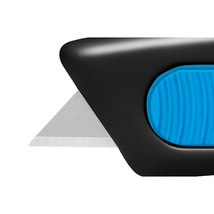 Sicherheitsmesser mit nicht-wechselbarer Klinge und beidseitigem Schieber, automatische Rückzug.