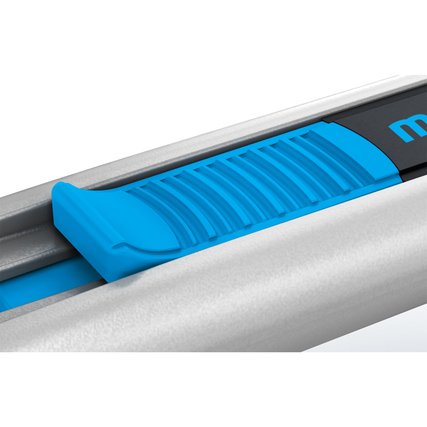 Detailansicht des MARTOR Sicherheitsmessers SECUNORM 540 mit blauem Klingenwechselschieber.
