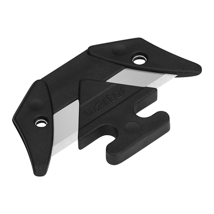 Ersatzklinge für Sicherheitsmesser mit zwei nutzbaren Kanten und schwarzem Kunststoffhalter.