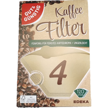 GUT & GÜNSTIG Kaffeefilter 4 naturbraun 120 St./Pack.