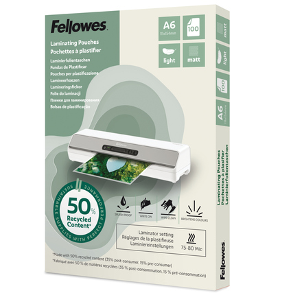 Fellowes® Laminierfolie 111 x 154 mm (B x H) DIN A6 70µm matt 100 St./Pack.