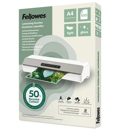Fellowes® Laminierfolie 216 x 303 mm (B x H) DIN A4 70µm glänzend 100 St./Pack.