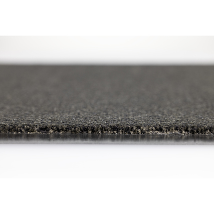 Schmutzfangmatte in kohlengrau mit flauschiger Oberfläche und umlaufendem Rand.